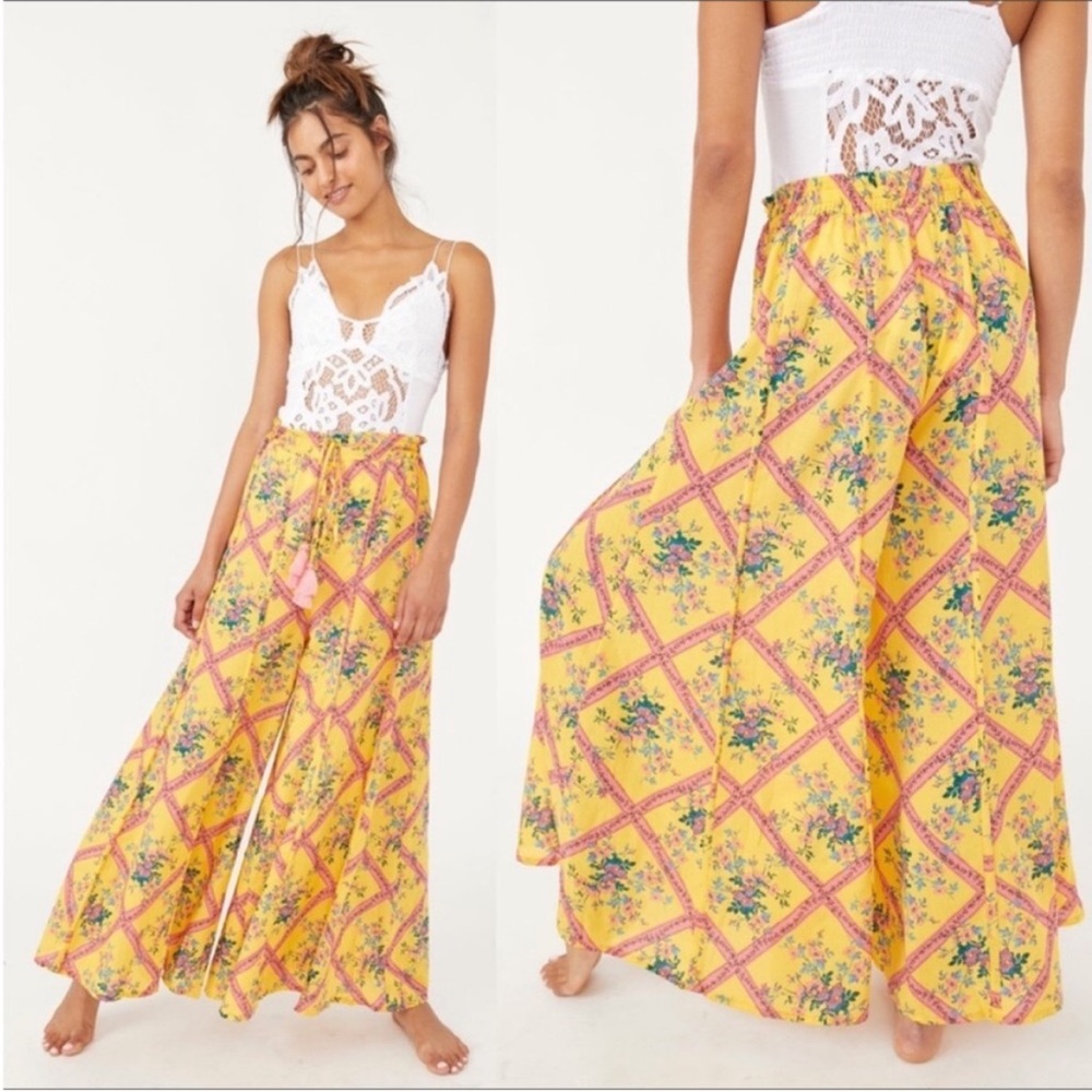 Free People I’m The One Lounge Pant Yellow Multicolor - Picture 4 of 9